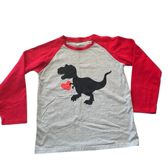 Red and Gray Dinosaur Long Sleeve Shirt - Picture 2 of 8